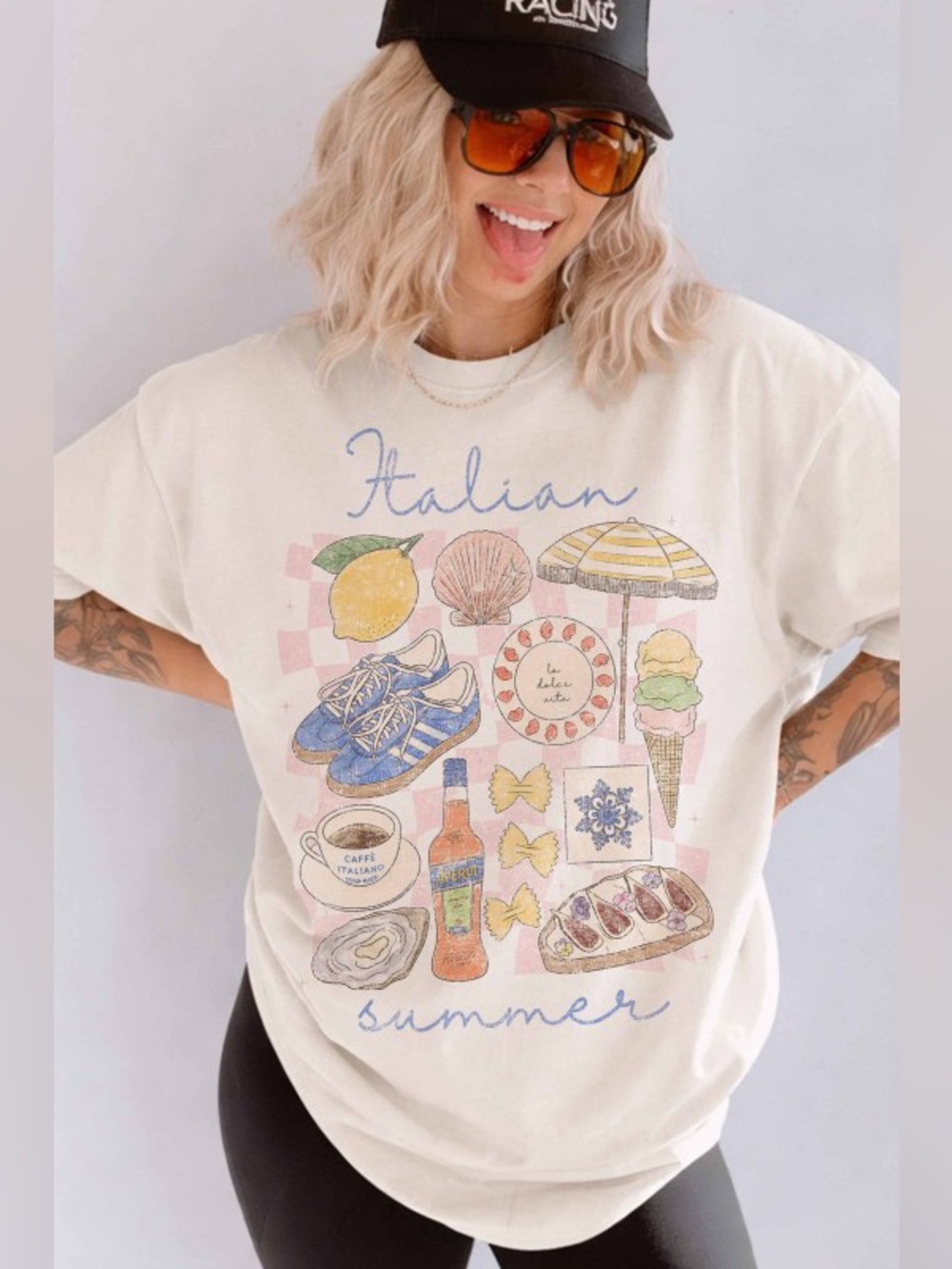 🌟SALE🌟ITALIAN SUMMER OVERSIZED GRAPHIC TEE|IVORY